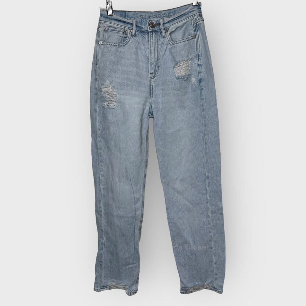 American Eagle Highest Waist 90s Boyfriend Jean Size 0 Light Wash Ripped Denim